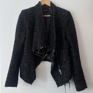 Isabel Marant Black Wool Boucle Zip Up Moto Short Jacket - Size 2 Small